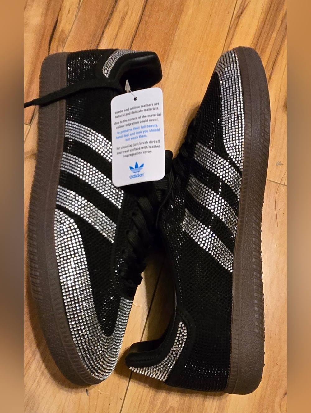 Adidas Black And Silver Rhinestone Sneakers SAMBAS OG
